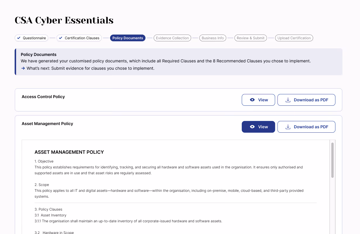 Auto-generated policy documents